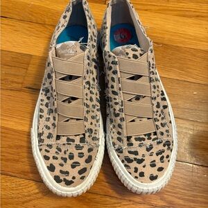 Blowfish Tan and Black Animal Print Slip-Ons